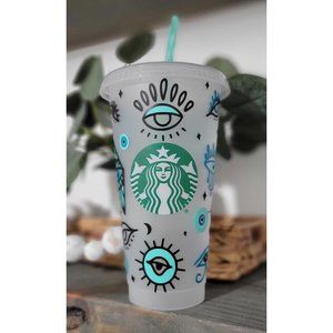 Custom Evil Eye Starbucks cold cup! teal Evil eye cup!